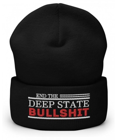 Beanie Hat End The Deep State Hat for Men Women Black $16.31 Skullies & Beanies