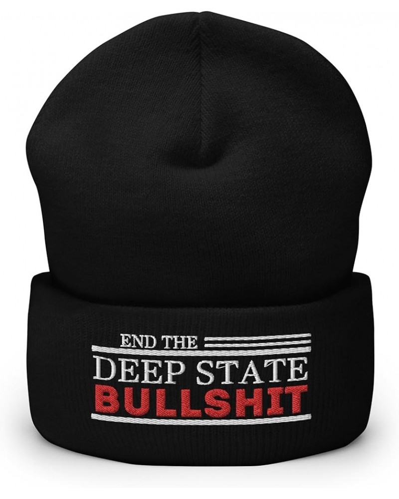 Beanie Hat End The Deep State Hat for Men Women Black $16.31 Skullies & Beanies