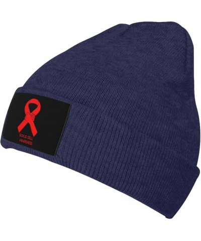 Unisex Sickle Cell Awareness Knit Beanie Hat,Soft Warm Skull Cap Winter Hat Knit Cuffed Beanie for Men and Women Navy Blue $1...