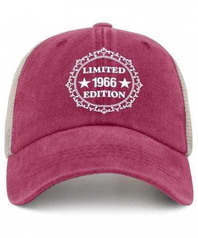 1966 Birthday Gifts for Men Women Sun Hat Vintage Hat AllBlack Men's Hats Gifts for Grandpa Baseball Caps Rose Red02 $12.09 S...