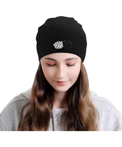 Gambling Dice Funny Beanie Warm Knit Hat Soft Skull Cap for Men Women Black $11.80 Skullies & Beanies