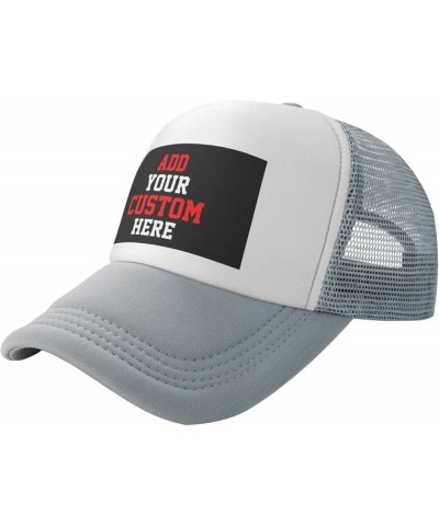 Custom Hat Design Your Own Hat Unisex Custom Hat Fashion Personalized Trucker Hat Gray $8.73 Baseball Caps