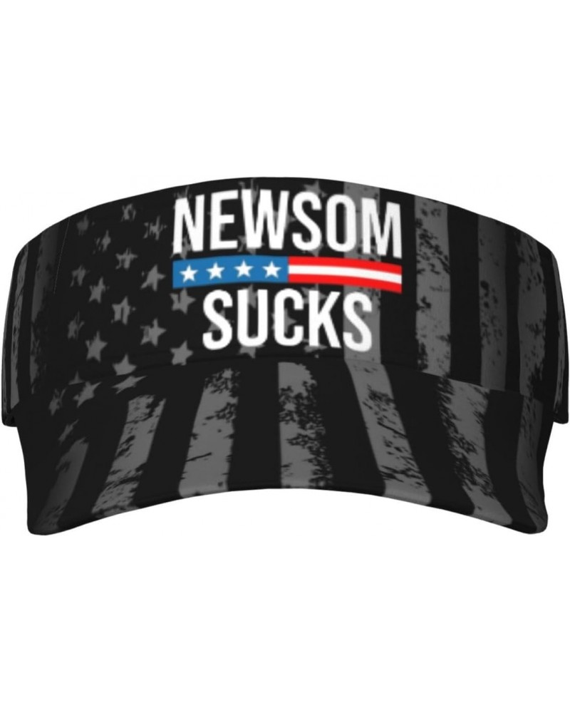 Newsom Sucks Visor Cap Adjustable Uv Protection Sun Visor Hats Empty Top Baseball Hat for Women and Men Black $11.85 Visors