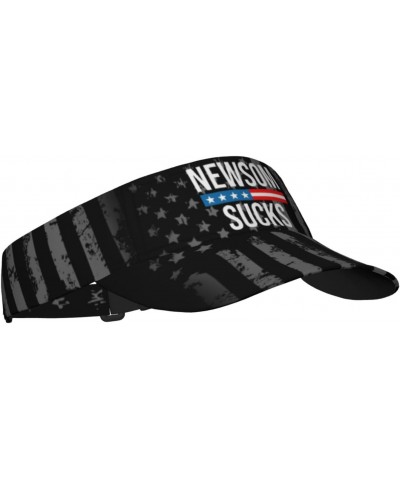 Newsom Sucks Visor Cap Adjustable Uv Protection Sun Visor Hats Empty Top Baseball Hat for Women and Men Black $11.85 Visors