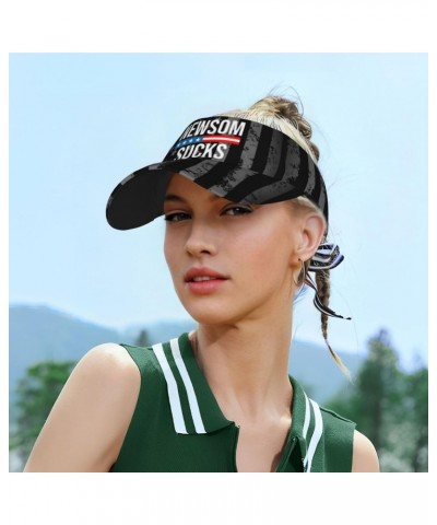 Newsom Sucks Visor Cap Adjustable Uv Protection Sun Visor Hats Empty Top Baseball Hat for Women and Men Black $11.85 Visors