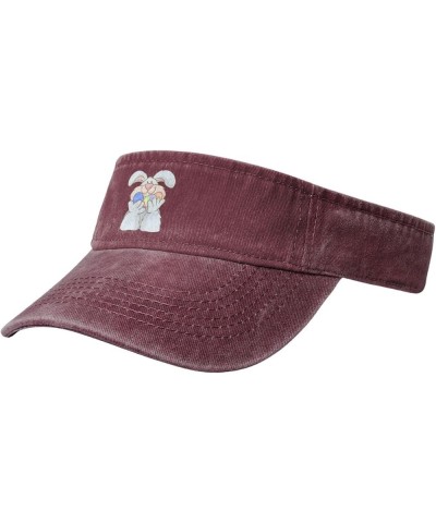 Easter Bunny with Eggs Sun Visor Hats for Women Men Adjustable Sports Sun Hats Cotton Golf Cap Red $13.60 Visors