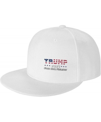 Trump 2024 Fuck Your Feelings Snapback Hats for Men Women Baseball Cap Flat Bill Brim Hat White $12.95 Baseball Caps