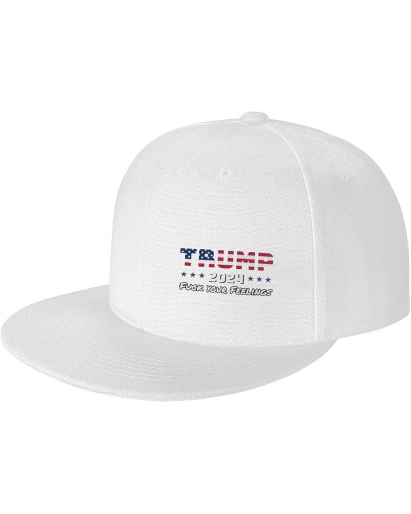 Trump 2024 Fuck Your Feelings Snapback Hats for Men Women Baseball Cap Flat Bill Brim Hat White $12.95 Baseball Caps