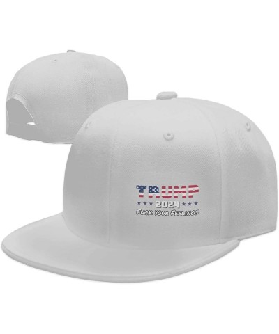 Trump 2024 Fuck Your Feelings Snapback Hats for Men Women Baseball Cap Flat Bill Brim Hat White $12.95 Baseball Caps