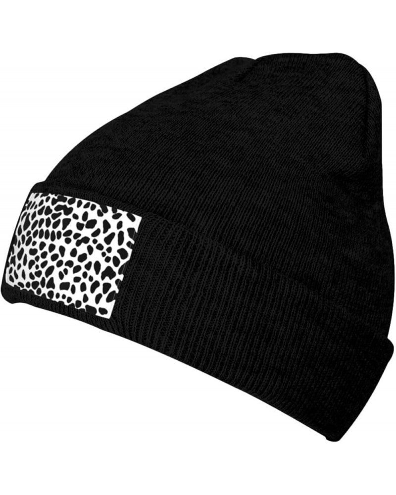 Black Warm Knit Hat Black Leopard Pattern Prints Soft Good Elasticity Suitable for Daily and Outdoor Sports Black $9.37 Skull...