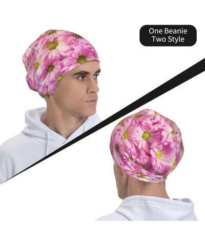 Colourful Flowers Unisex Slouchy Beanie for Men Women Head Covering Knit Hats for Women Trendy Headwear Skull Cap Chemo Hats ...