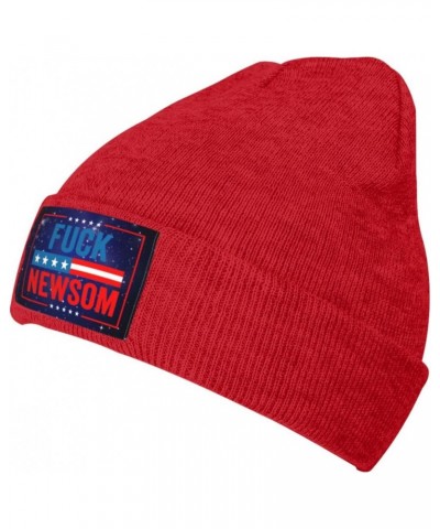 Fuck Newsom Warm Knit Hat Cap Fashion for Men Women Red $11.88 Skullies & Beanies