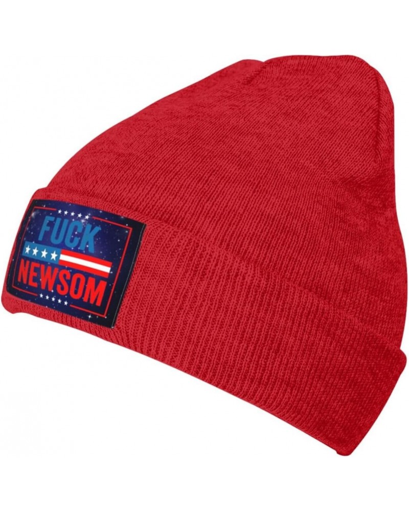 Fuck Newsom Warm Knit Hat Cap Fashion for Men Women Red $11.88 Skullies & Beanies