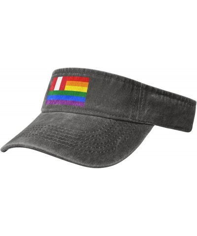 Peru Rainbow Flag Sun Visor Hats for Women Men Adjustable Sports Sun Hats Cotton Golf Cap Deep Heather $10.10 Visors