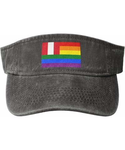 Peru Rainbow Flag Sun Visor Hats for Women Men Adjustable Sports Sun Hats Cotton Golf Cap Deep Heather $10.10 Visors