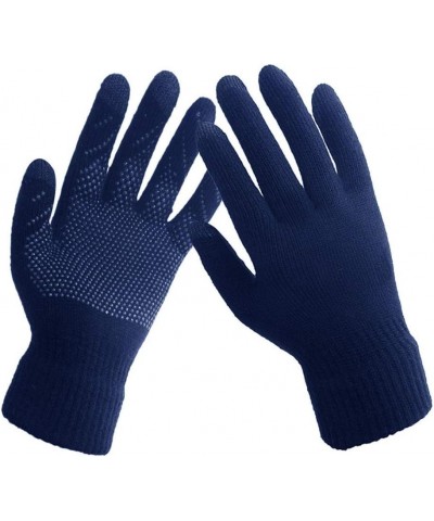 Winter Slouchy Beanie Gloves for Women Knit Hats Skull Caps Touch Screen Mittens Hat+gloves (Navy) $10.44 Skullies & Beanies