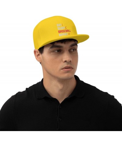 Eat Sleep Baseball Repeat Snapback Hats for Men Baseball Cap Trucker Hat Flat Brim Hats Yellow $9.79 Baseball Caps