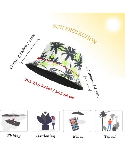 Unisex Cute Print Bucket Hat Summer Travel Fisherman Cap for Women Men Teens Palm Tree Green $10.79 Bucket Hats