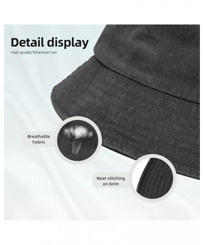 Unisex Fashion Printing Bucket Hat Washed Cotton Sun Fisherman Cap Outdoor Headwear for Women Men Black $14.84 Bucket Hats