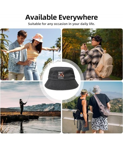 Unisex Fashion Printing Bucket Hat Washed Cotton Sun Fisherman Cap Outdoor Headwear for Women Men Black $14.84 Bucket Hats