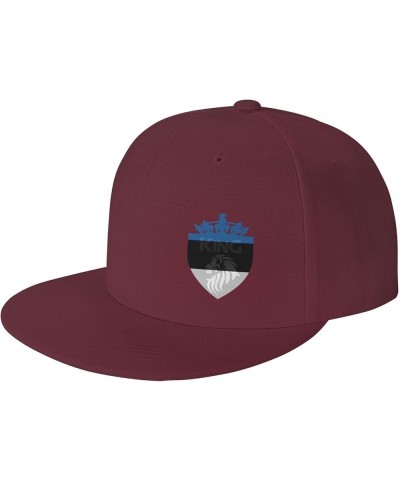 Snapback Baseball Cap Crown Lion Estonia Flag Classic Dad Trucker Flat Bill Brim Hat Dark Red $8.60 Baseball Caps