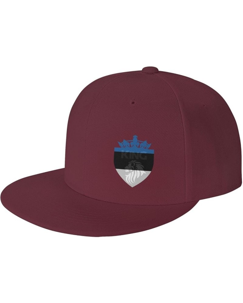 Snapback Baseball Cap Crown Lion Estonia Flag Classic Dad Trucker Flat Bill Brim Hat Dark Red $8.60 Baseball Caps