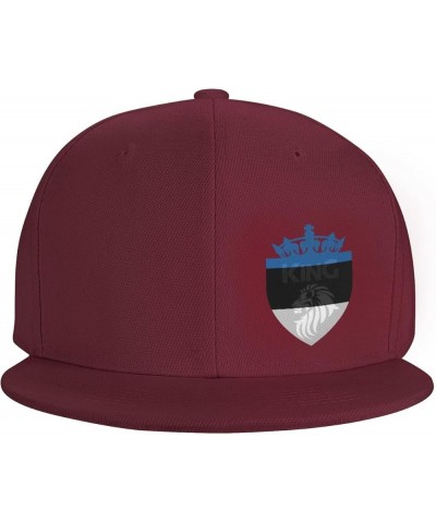 Snapback Baseball Cap Crown Lion Estonia Flag Classic Dad Trucker Flat Bill Brim Hat Dark Red $8.60 Baseball Caps