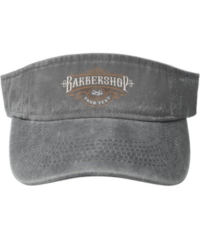 Barbershop Logo Sun Visor Hats for Women Men Adjustable Sports Sun Hats Cotton Golf Cap Gray $10.93 Visors