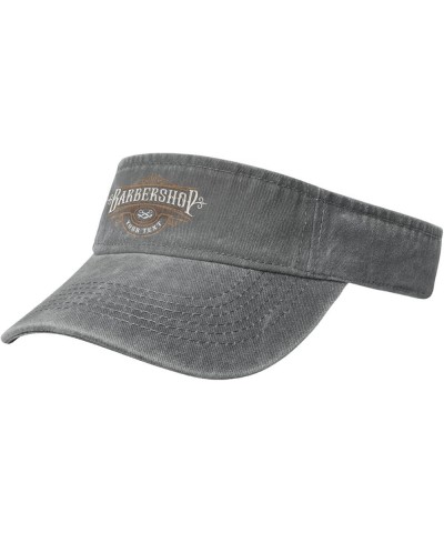 Barbershop Logo Sun Visor Hats for Women Men Adjustable Sports Sun Hats Cotton Golf Cap Gray $10.93 Visors