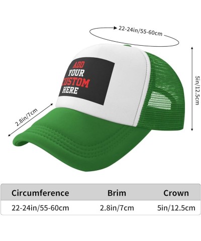 Custom Hat Design Your Own Hat Unisex Custom Hat Fashion Personalized Trucker Hat Green $8.73 Baseball Caps