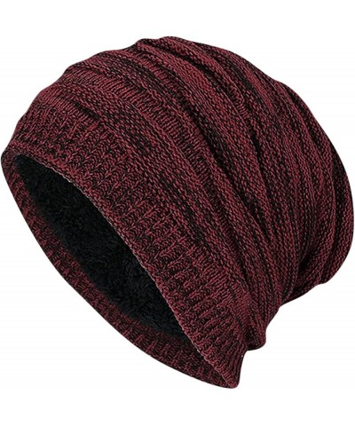 Hat Hats Knitted Winter Slouch Plush Men Soft Women Hat Hat Warm Baseball Caps Sweat Hat Wine $8.76 Skullies & Beanies