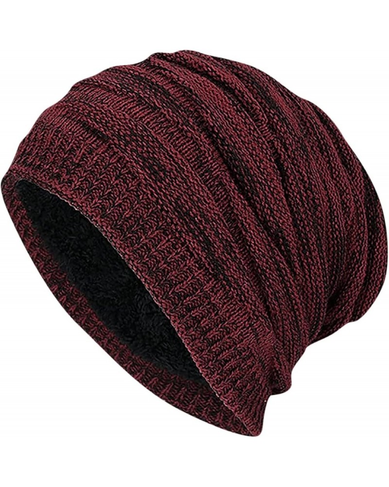 Hat Hats Knitted Winter Slouch Plush Men Soft Women Hat Hat Warm Baseball Caps Sweat Hat Wine $8.76 Skullies & Beanies