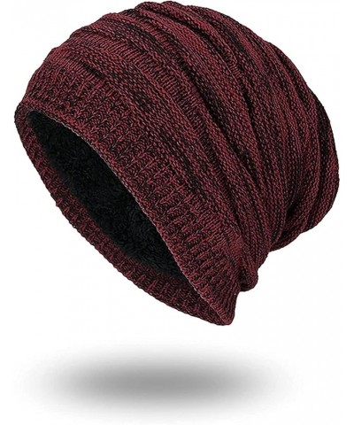 Hat Hats Knitted Winter Slouch Plush Men Soft Women Hat Hat Warm Baseball Caps Sweat Hat Wine $8.76 Skullies & Beanies