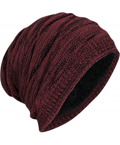 Hat Hats Knitted Winter Slouch Plush Men Soft Women Hat Hat Warm Baseball Caps Sweat Hat Wine $8.76 Skullies & Beanies