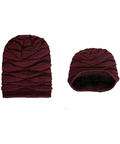 Hat Hats Knitted Winter Slouch Plush Men Soft Women Hat Hat Warm Baseball Caps Sweat Hat Wine $8.76 Skullies & Beanies