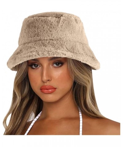 Warm Cap Style Color Thick Winter Solid Hat for Women Bucket Hat Basin Bucket Men Baseball Caps Big Buckets Khaki $7.37 Bucke...