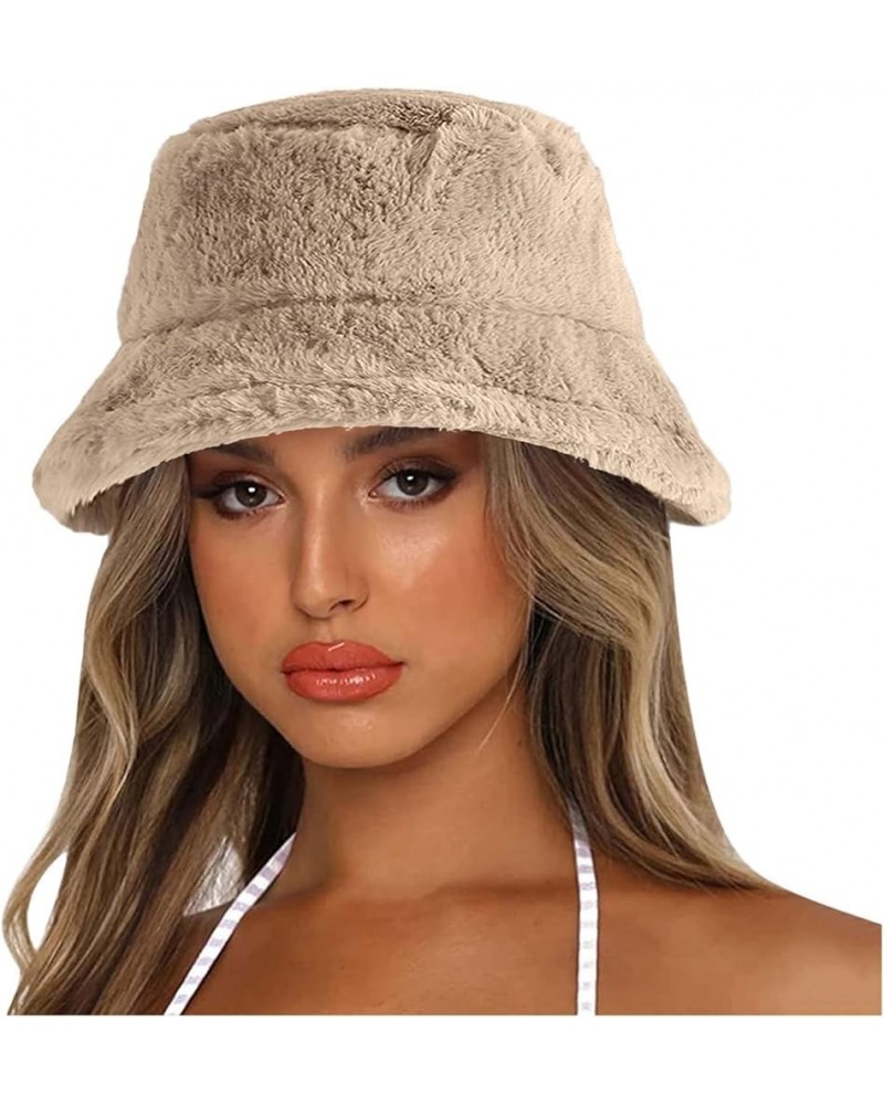 Warm Cap Style Color Thick Winter Solid Hat for Women Bucket Hat Basin Bucket Men Baseball Caps Big Buckets Khaki $7.37 Bucke...