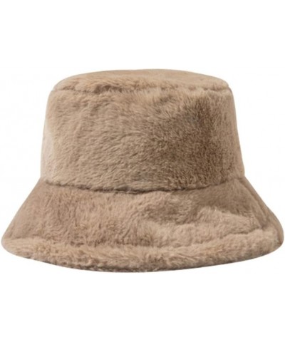 Warm Cap Style Color Thick Winter Solid Hat for Women Bucket Hat Basin Bucket Men Baseball Caps Big Buckets Khaki $7.37 Bucke...