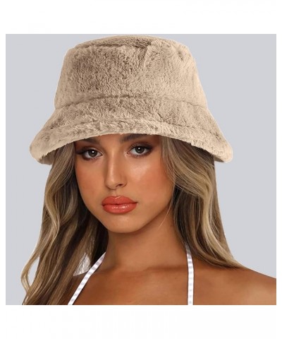 Warm Cap Style Color Thick Winter Solid Hat for Women Bucket Hat Basin Bucket Men Baseball Caps Big Buckets Khaki $7.37 Bucke...