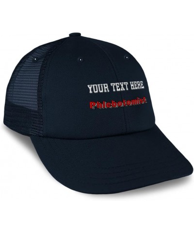 Custom Custom Trucker Hat Baseball Cap Phlebotomist Blood Cotton Medical Dad Hats for Men & Women Navy Personalized Text Here...