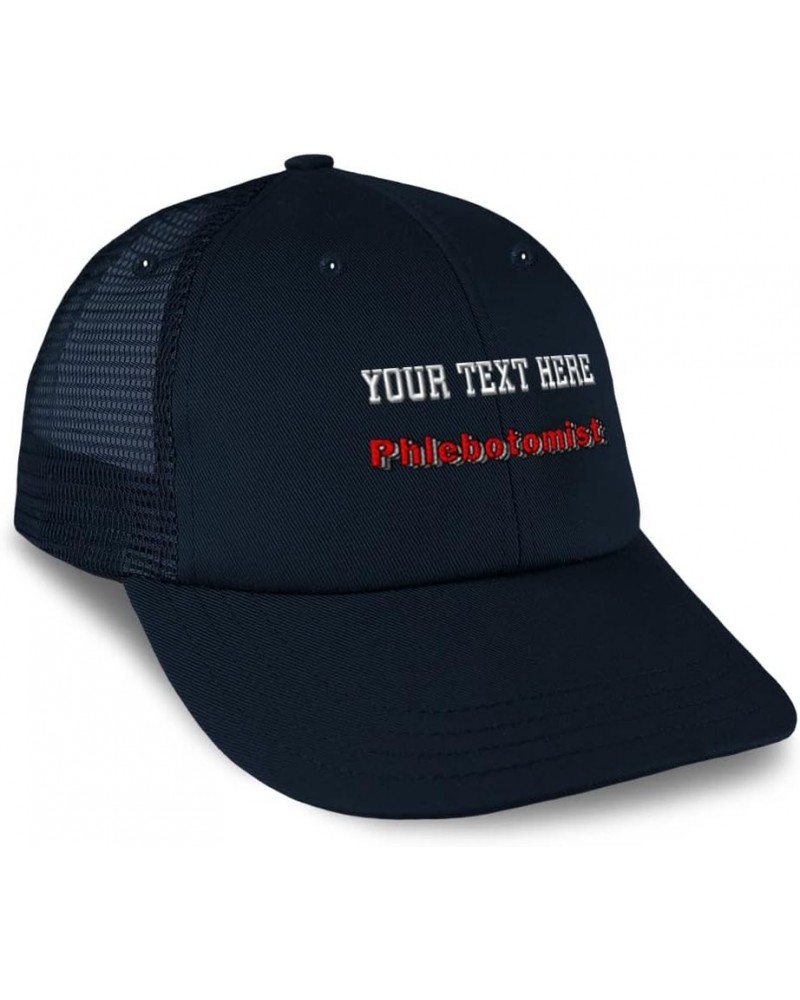 Custom Custom Trucker Hat Baseball Cap Phlebotomist Blood Cotton Medical Dad Hats for Men & Women Navy Personalized Text Here...