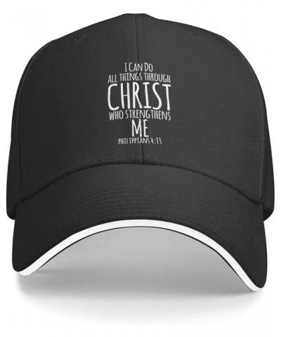 I Can Do All Things Through Christ, Christian God Baseball Caps Men Women Ball Hat Adjustable Trucker Hat Cowboy Hat Black $1...