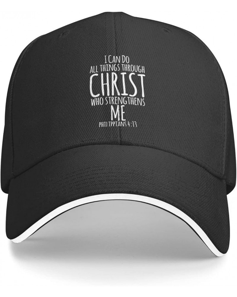 I Can Do All Things Through Christ, Christian God Baseball Caps Men Women Ball Hat Adjustable Trucker Hat Cowboy Hat Black $1...