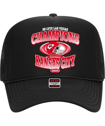 KC Football 2024 SB World Champions Trucker Hat - Premium Snapback for Men and Women Black $10.19 Baseball Caps