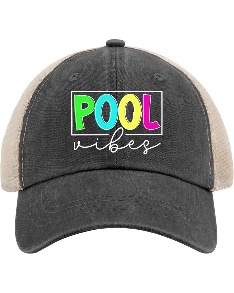 Pool Vibes Baseball Cap Baseball Hats AllBlack Mens Beach Hat Gifts for Girlfriends Outdoor Hat Allblack $9.45 Sun Hats