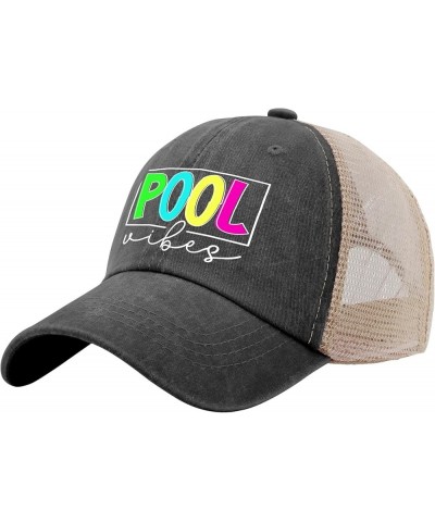 Pool Vibes Baseball Cap Baseball Hats AllBlack Mens Beach Hat Gifts for Girlfriends Outdoor Hat Allblack $9.45 Sun Hats