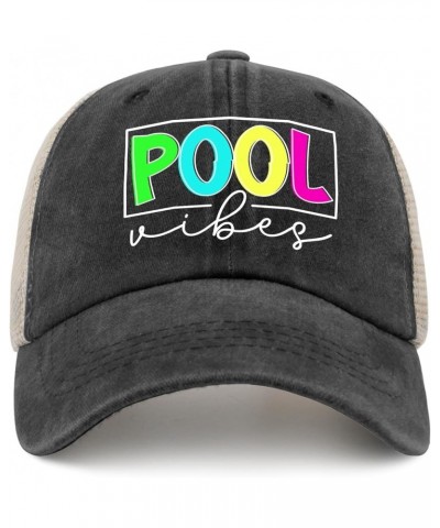 Pool Vibes Baseball Cap Baseball Hats AllBlack Mens Beach Hat Gifts for Girlfriends Outdoor Hat Allblack $9.45 Sun Hats