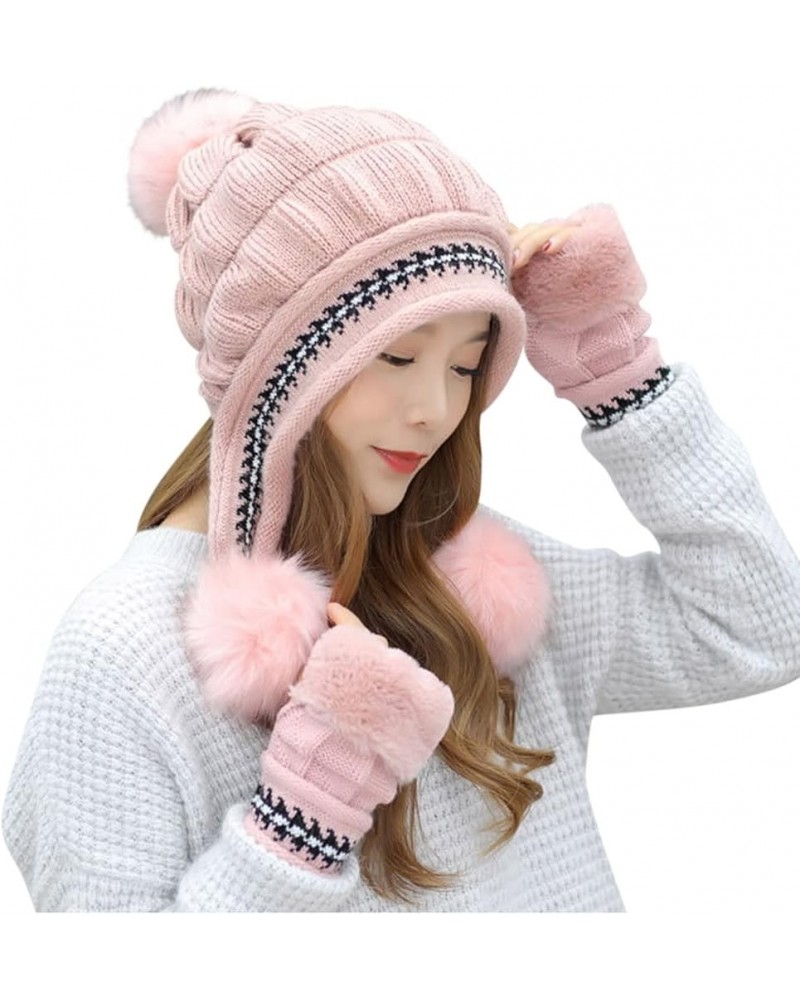 Fashion Warm Hat Outdoor Knit Unisex Cap Hat Cap Hedging Head Baseball Caps Notch Hat Pink-c $8.27 Skullies & Beanies