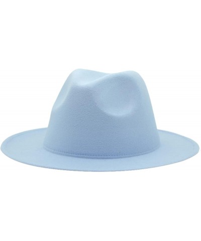 Fedora Hat Women Brim Solid Color Hats for Women Felt Cap for Men Fall Caps Gamble Jazz Fashionable Sky Blue1 $15.04 Fedoras