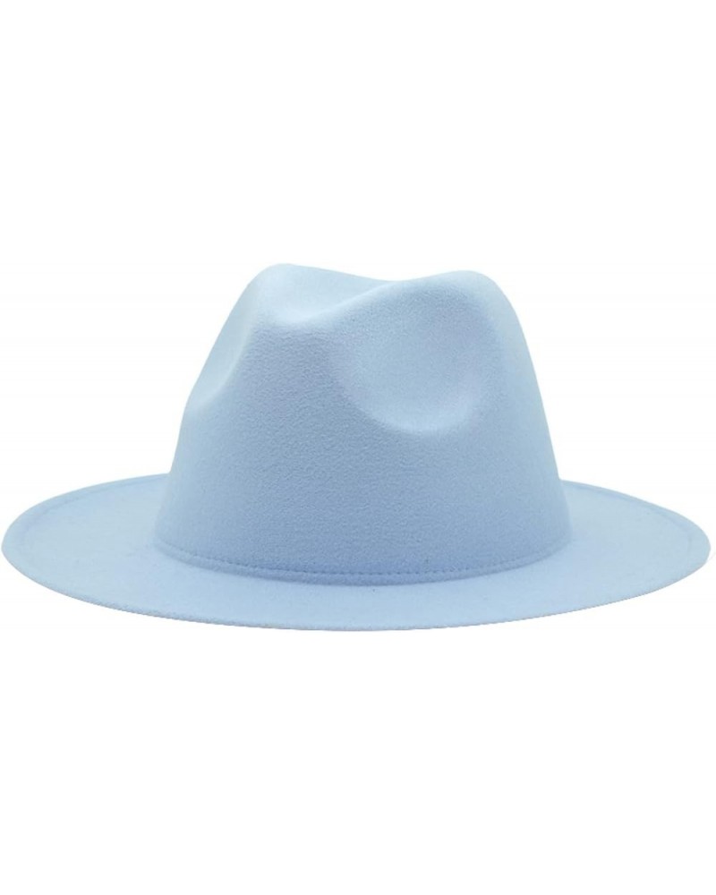 Fedora Hat Women Brim Solid Color Hats for Women Felt Cap for Men Fall Caps Gamble Jazz Fashionable Sky Blue1 $15.04 Fedoras